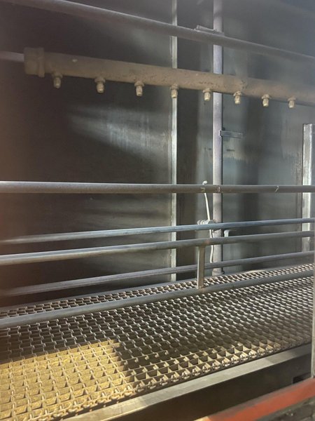 24" X 50" DUNNAGE WASH SYSTEMS 3-STAGE STAINLESS STEEL PASS THRU CONVEYOR TOTE / PALLET WASHER: STOCK #14892