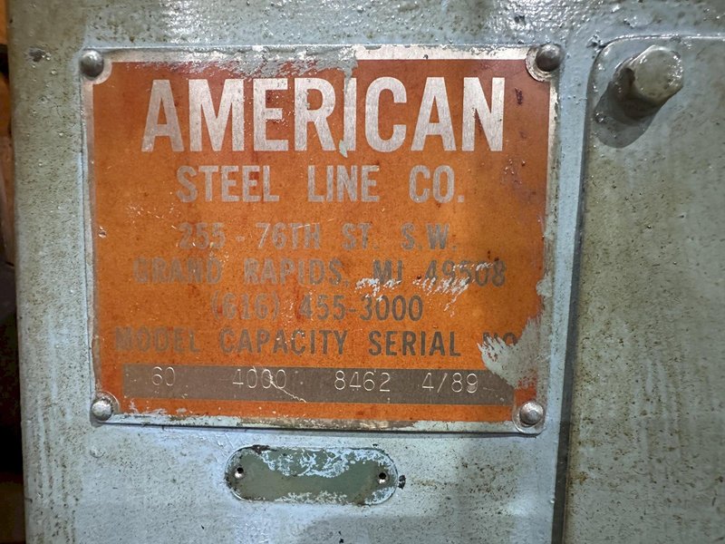 4,000 LBS x 20" AMERICAN STEEL LINE MODEL #60 DOUBLE END PULL OFF UNCOILER COIL REEL: STOCK #23066