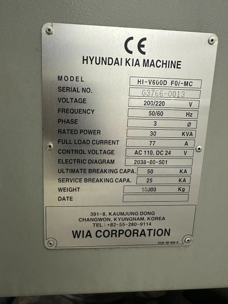 Used HYUNDAI WIA HIV600D | Vertical Machining Centers