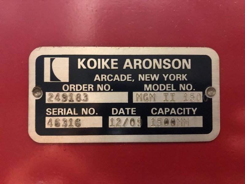 (2009) KOIKE-ARONSON MASTERGRAPH MILLENIUM II 1500 CNC GANTRY PLASMA. STOCK # 0419023