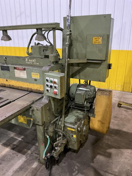 4' X 10 GAUGE WYSONG MODEL #1048 MECHANICAL POWER SQUARING SHEAR W/ BACK GAUGE : YOBRO #26001