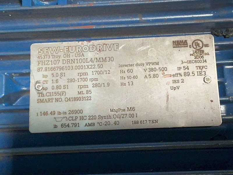 Ratio=146.49 Industrial Gearbox - Fh107bdt100l4