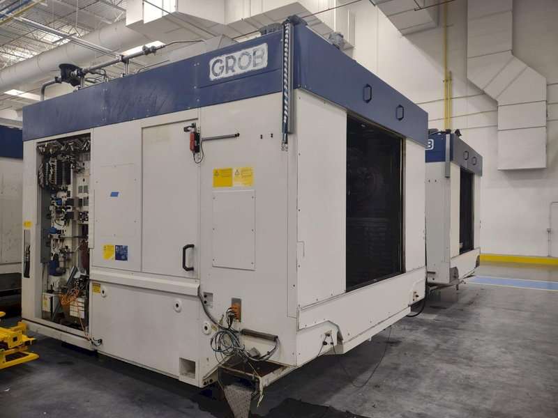 2 FOR SALE- 2013 Grob model G520A21KD 4 axis cnc universal machining centers, approx. 60,000 hours, dual HSK63 spindles, 18,000 rpm, 36 position atc, x,y,z,a axis, siemens 840d controls, 2 station pallet, price each