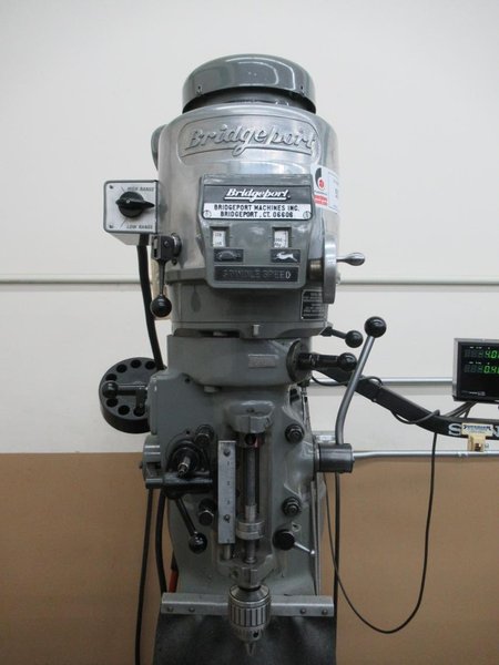 Bridgeport Series I-2HP Vertical Knee Mill, Sony Millman 2-Axis DRO, 9"x 48" Table, X-Axis Power Feed, Power Quill Feed, Chrome Ways- Auction Item