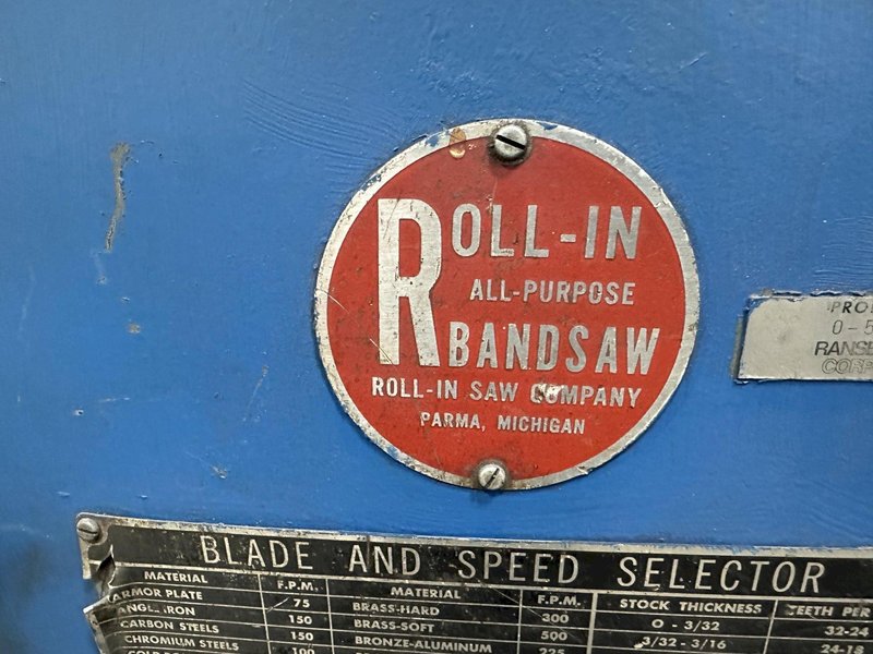 9” X 14-1/2” ROLL-IN  MODEL #EF-1459 BANDSAW: STOCK #77314