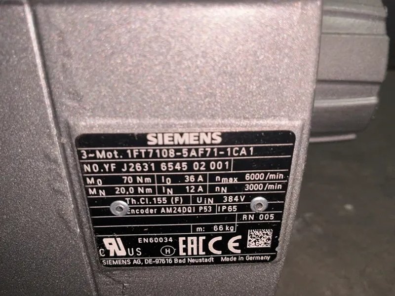 Siemens  Servo Motor  - 1ft7108-5af71-1ca1