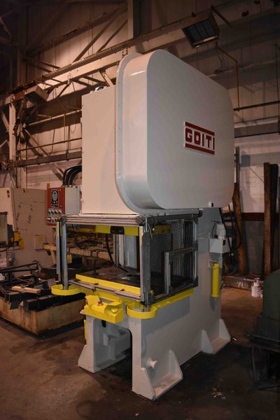 100 TON GOITI GAP FRAME PRESS, MODEL CFR, 5.5" STR, 11.2" SH, 3.5" ADJ, 38" LR X 24.5" FB BA 