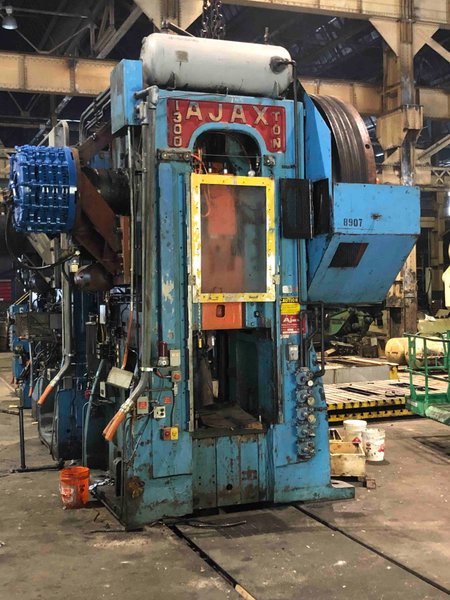 1300 TON AJAX FORGING PRESS, 12" STR, 42" SH, 31" X 31" RAM FACE, 70 SPM