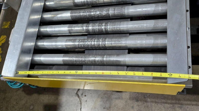 INDUSTRIAL KINETICS Dual-Lane 23.5″ Roller Conveyor 9ft Long USED