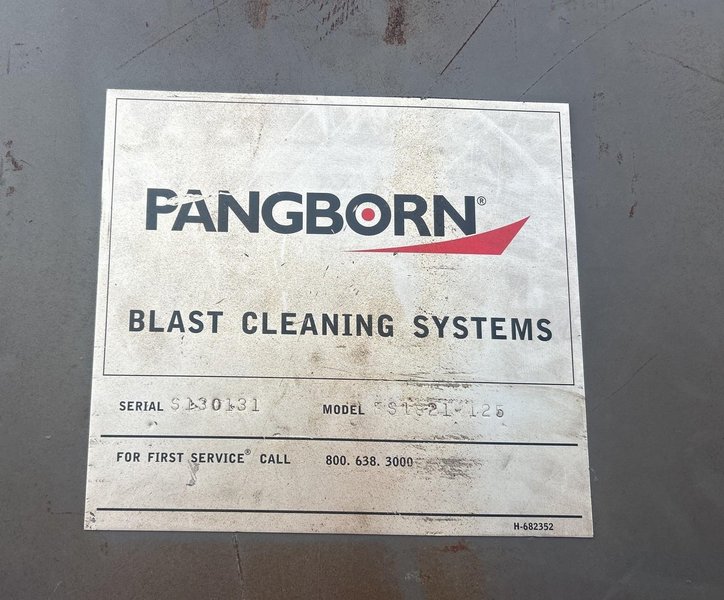 72" WIDE x 18" HIGH PANGBORN MODEL #ES1821-125 TOP &amp; BOTTOM PLATE SHOT BLAST MACHINE, WITH DUST COLLECTOR: YOBRO #25181