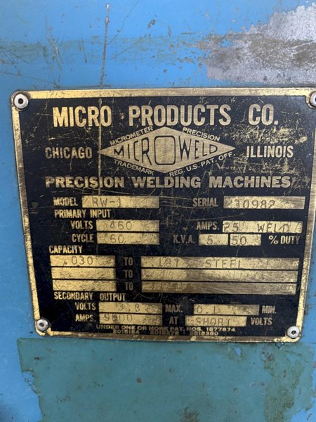 Micro Weld Model RW-1 Ring Butt Welder