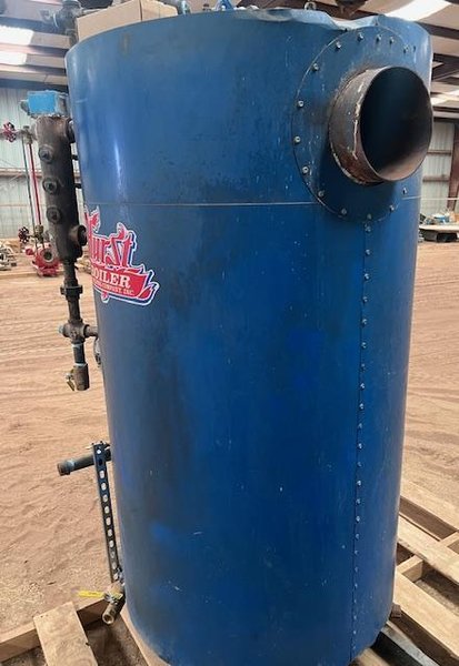 25 HP Hurst 4VT-G-25-150 Cyclone Steam Hi-Pressure Vertical Boiler, 2007- Fully Serviced and Inspected