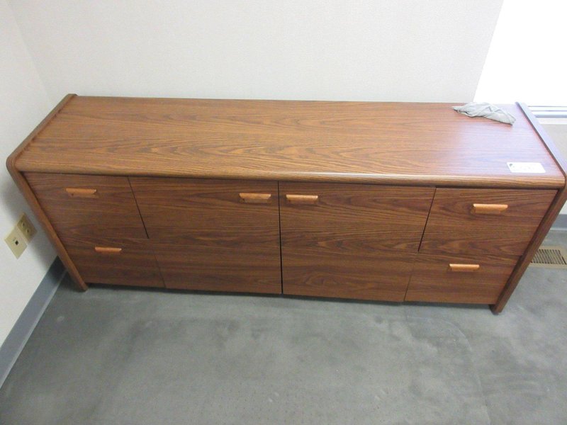 Wooden Office Main Desk and Credenza- Auction Item