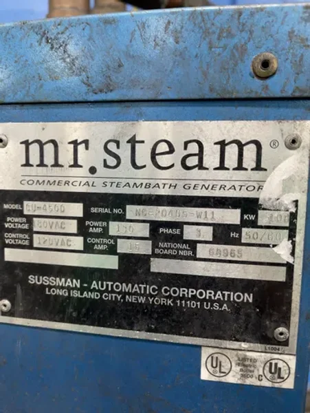 SUSSMAN-AUTOMATIC CORPORATION COMMERCIAL STEAM-BATH GENERATOR   -  CU-4500