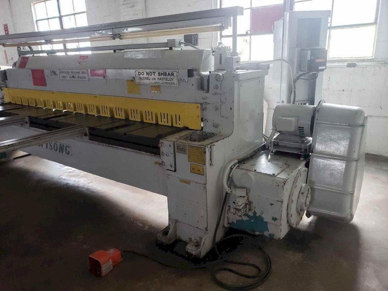 1/4″ x 10′ Wysong 1025 Power Squaring Shear, 1980 – Backgauge, Squaring Arm, PC100 Control