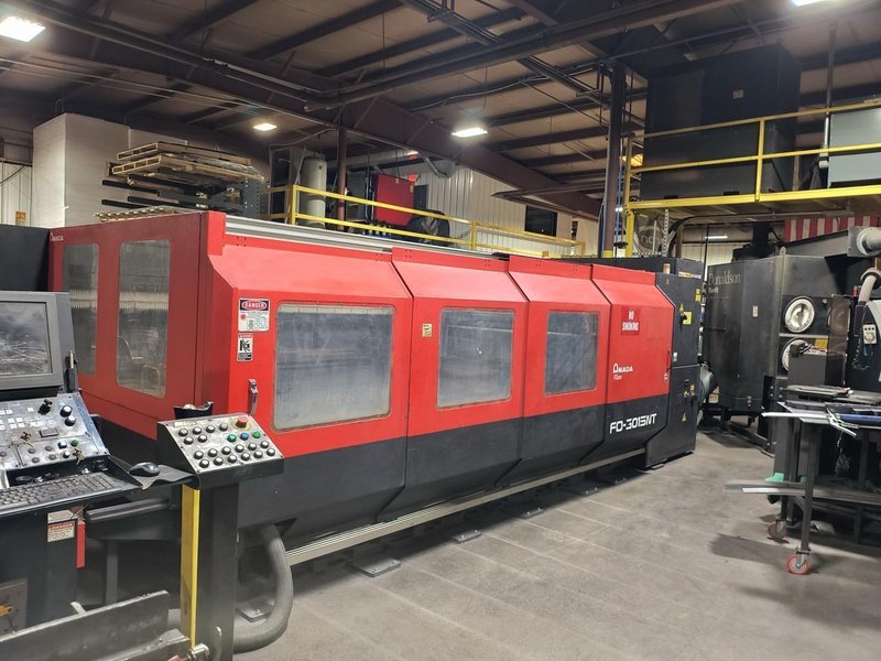 6,000 Watt 5′ x 10′ Amada FO3015NT CO2 Laser, 2008 – Shuttle Table, Dust Collector