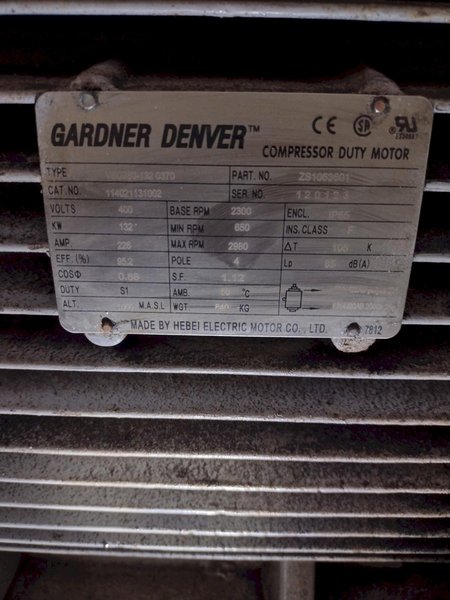 180 HP GARDNER DENVER MODEL #L132RS-13A VARIABLE SPEED ROTARY SCREW AIR COMPRESSOR, 2013: STOCK #21251