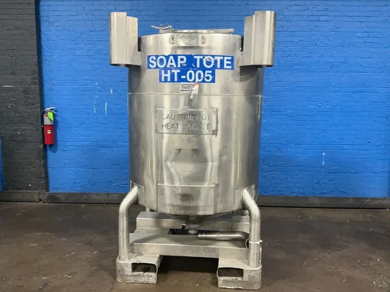 JV NORTHWEST 350 GAL STAINLESS STEEL SOAP HEATING TOTE / IBC TANK