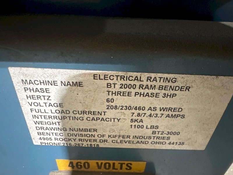 2" BENTEC BT-2000 HYDRAULIC RAM BENDER