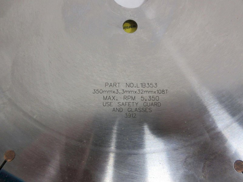 Cut-Off Saw Non-Ferrous Carbide Tipped Saw Blades (3pcs), (1) Leitz 350mm x 30mm x 108T, (1) FS Tool 350mm x 32mm x 108T, (1) 350mm x 30mm x 108T- Auction Item