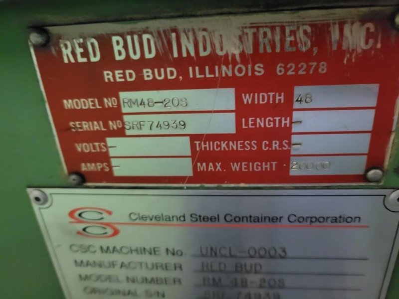 48" X 20,000 LBS RBI AUTOMATIC FEED DAHLSTROM CTL CUT TO LENGTH LINE ENTRY: STOCK #19768