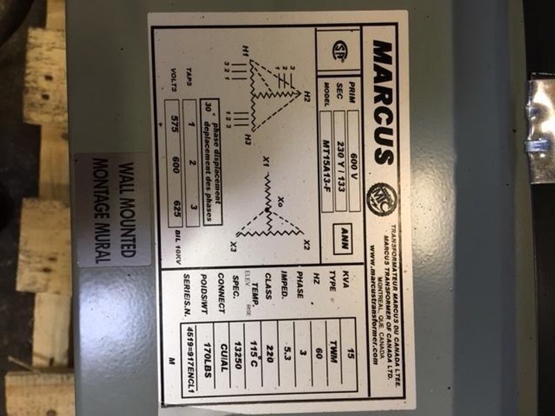 Isolation Transformer 15 KVA 600V to 230V