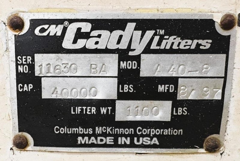 40,000 LBS (20TON) CM CADY LIFTERS SPREADER BAR / LIFTING BRAM: YOBRO #26161