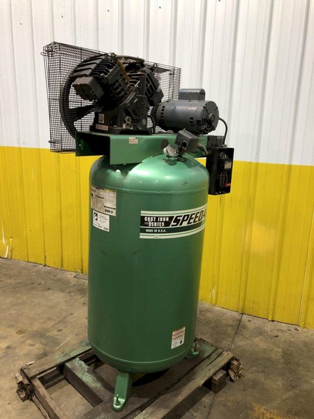 5 HP SPEEDAIRE MODEL #3JR77 VERTICAL TANK AIR COMPRESSOR: STOCK #16558