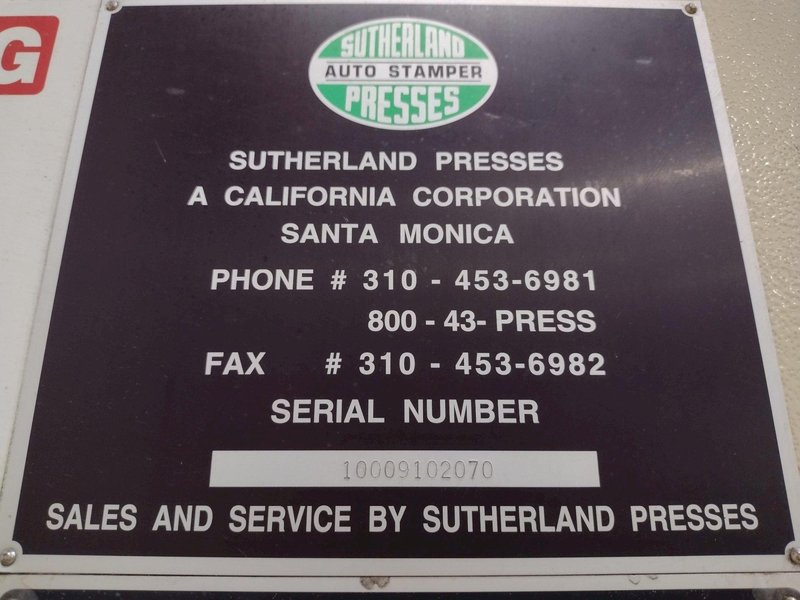 160 TON SUTHERLAND MODEL #FTP-160 GAP PRESS, STROKE 7.87&quot;, new 2000 : STOCK #20720