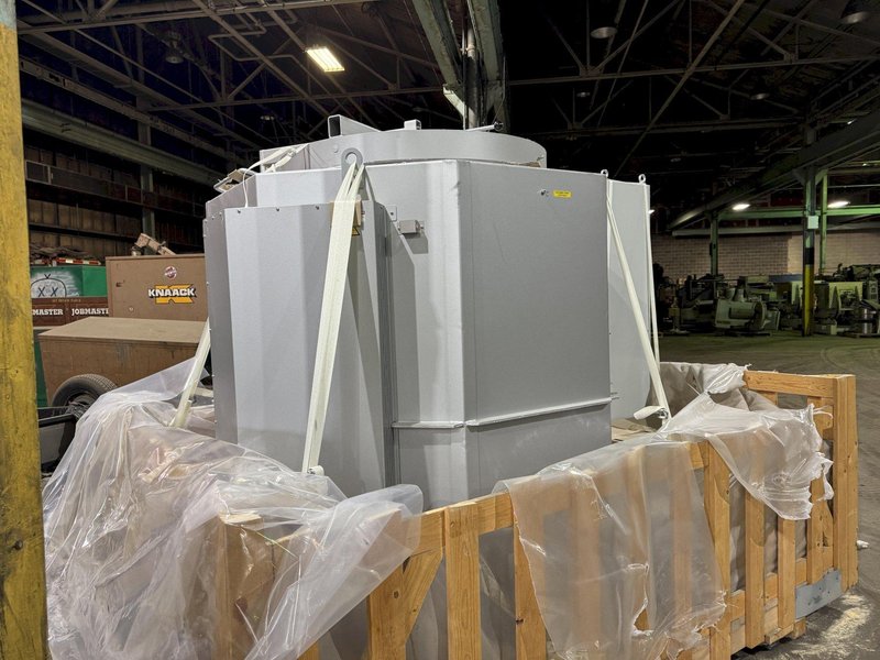 New in box 2015 Nabertherm model t800 electric resistance bale out type furnace rated to 1100 degree C, BU 1800 crucible, 1800 kg. capacity in Al., 140 KW, with controls and elements