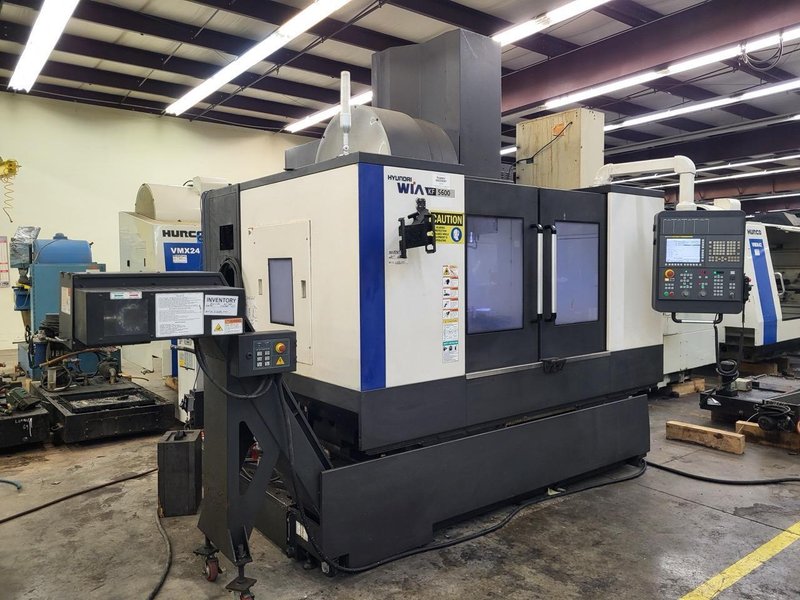 Hyundai WIA KF5600 VMC, 2018 – Fanuc, High Pressure Coolant, Chiller, Conveyor, Low Hours