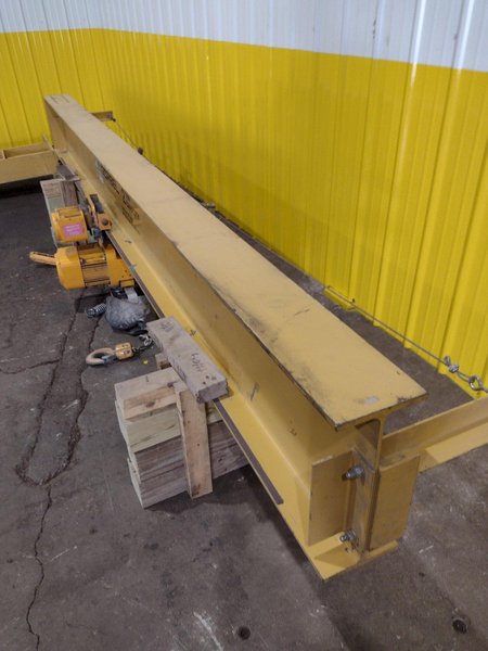 2 TON x 12&#039; GORBEL TENSION STAND JIB CRANE WITH 2 TON HARRINGTON HOIST &amp; POWER TROLLEY: STOCK #18873