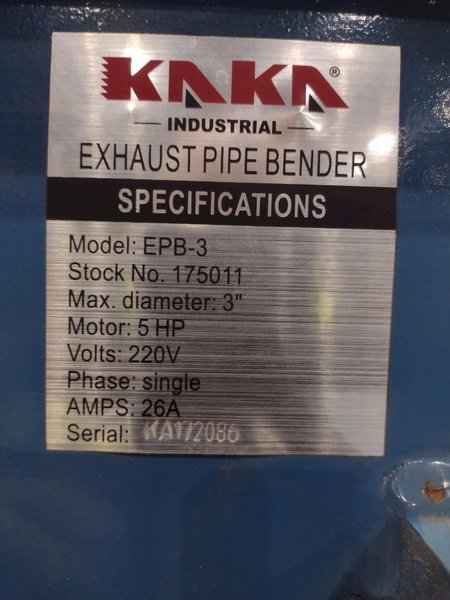 1.5" to 3" KAKA EXHAUST MODEL #EPB-3 HYDRAULIC PIPE / EXHAUST BENDER: YOBRO #25799