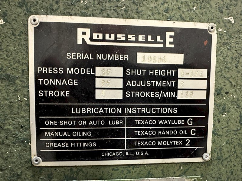 25 TON ROUSSELLE MODEL #3F OBI PRESS,: STOCK #77505