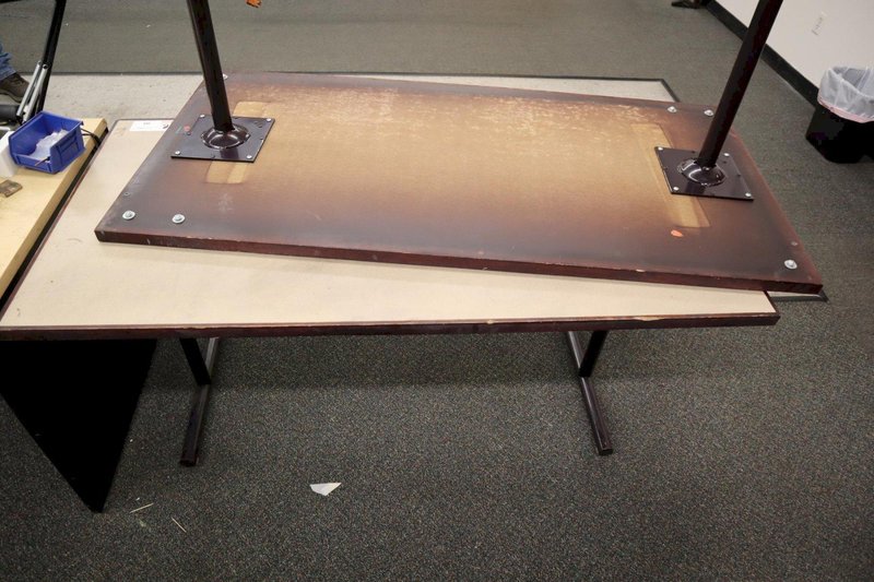 Steel Leg, Wood and laminate Top Tables (2pcs)- Auction Item