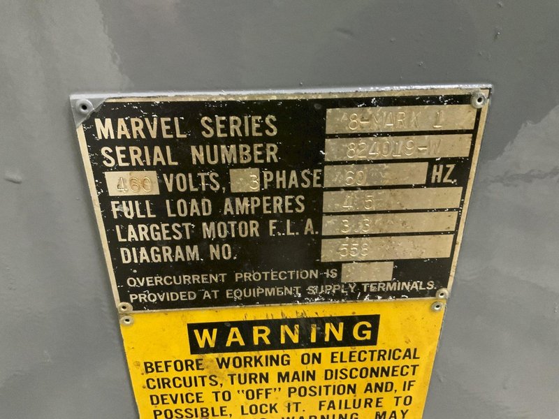 18” X 20” MARVEL SERIES 8 MARK I TILT FRAME VERTICAL BAND SAW: STOCK #81241