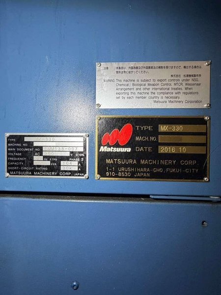 Matsuura MX-330 5-Axis CNC Vertical Machining Center – 15,000 RPM Mill