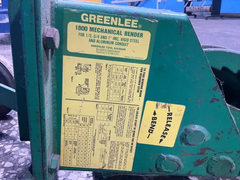 GREENLEE 1” RIGID STEEL MECHANICAL BENDER  -  1800