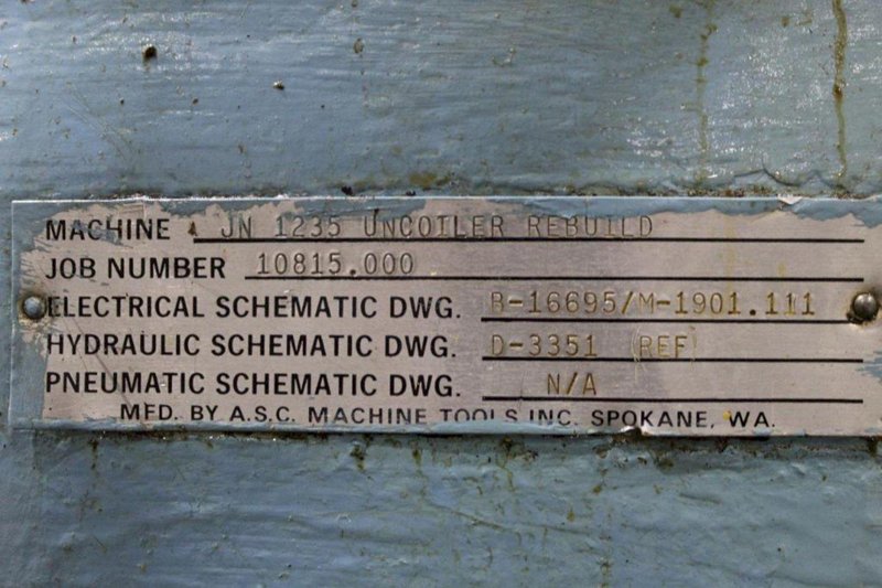 SWFESC62 PERFECTO PRESS FEED LINE WITH ASC JN 1235 UNCOILER. STOCK # 0133625