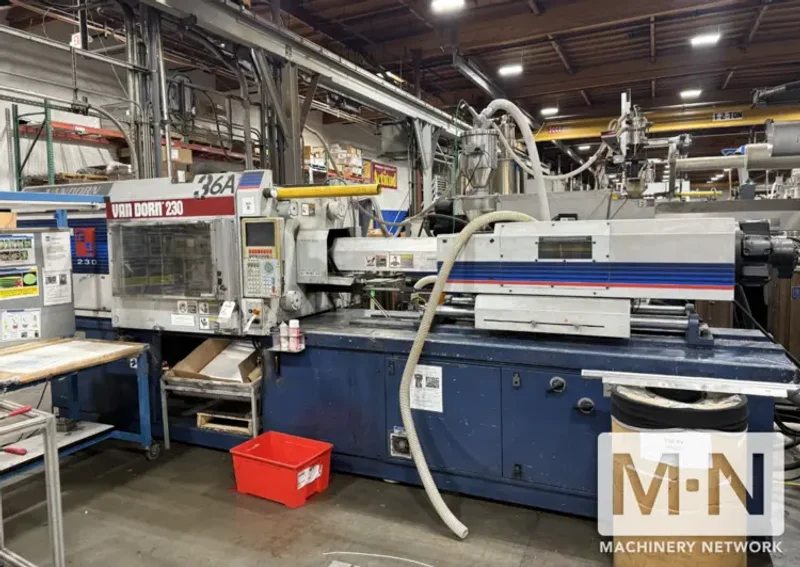 230 TON 14 OZ VAN DORN INJECTION MOLDING MACHINE MODEL 230HT MFG NEW IN 2001