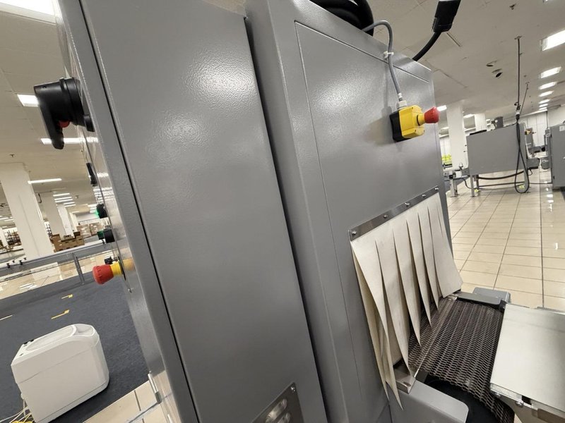 Complete Packaging Line for trays / flat Product including Custom Conveyor System, (2) Texwrap L-Bar Sealers and Heat Tunnels, Econocorp Automatic Cartoner and Case Packer and CTM Case labeler, 2023