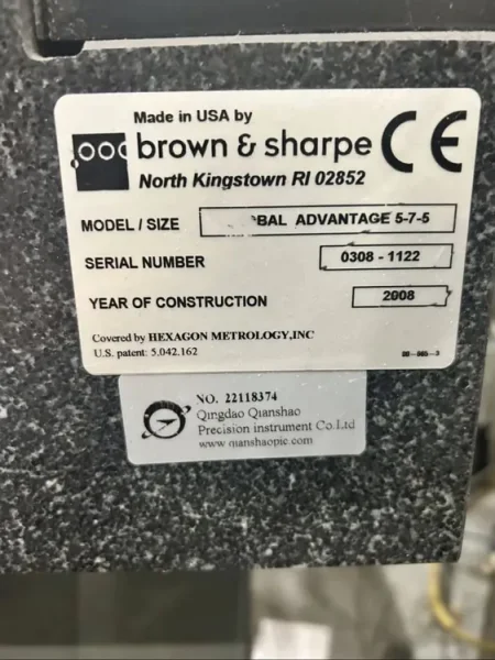 2008 BROWN AND SHARPE Global Advantage 5.7.5 | Coordinate Measuring Machines