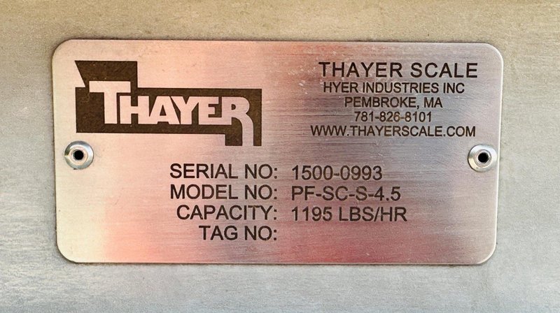 Thayer Scale PF-SC-S-4.5  |  Loss-In-Weight Screw Feeder