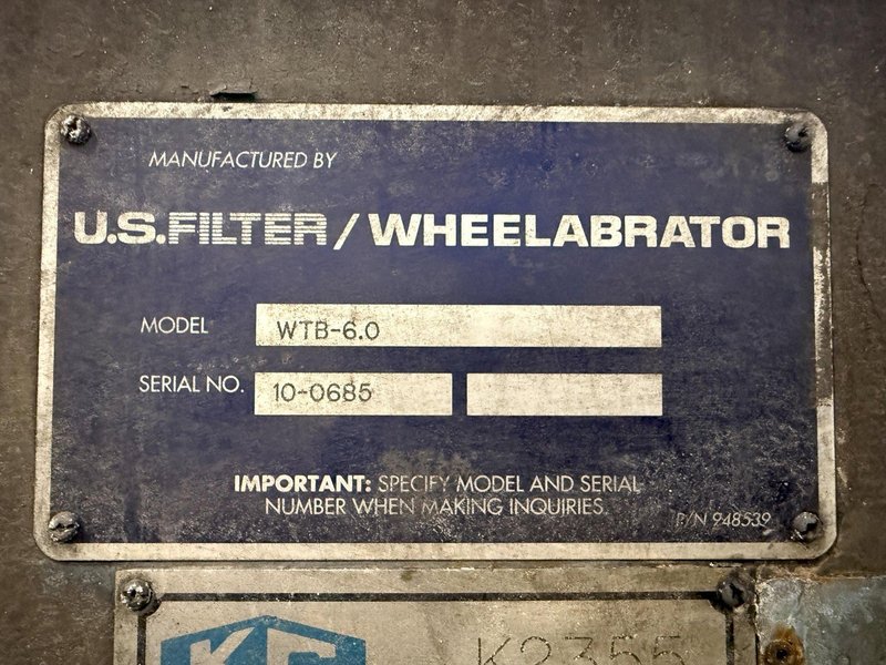 6 CU FT WHEELABRATOR MODEL #WTB-6.0 RUBBER BELT TUMBLE TYPE SHOT BLAST MACHINE: YOBRO #24278