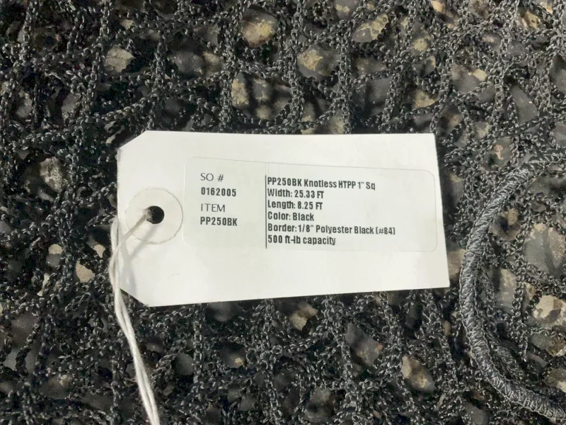 CUSTOM SAFETY NET SOLUTIONS 500 FT/LB NYLON SAFETY NETS  -  PP250BK