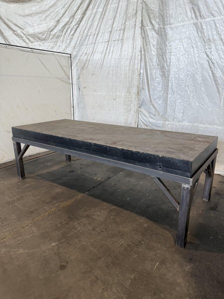 124&quot; X 50&quot; STEEL DRILLED &amp; TAPPED LAYOUT TABLE W/ STAND. STOCK # 0667025.