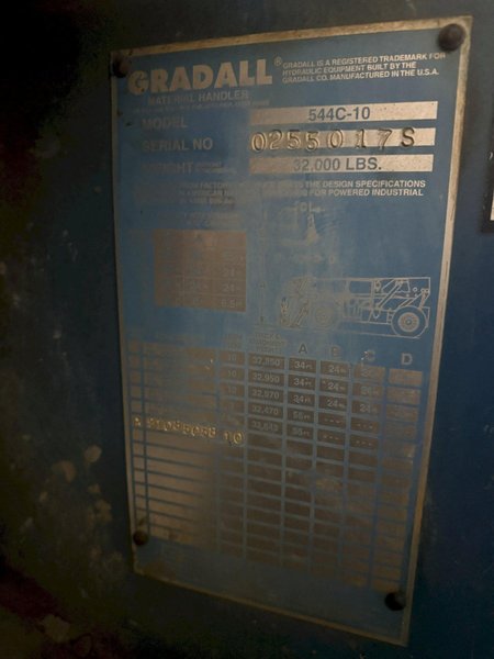 10,000 LBS X 54' GRADALL MODEL 544C-10 TELEHANDLER: STOCK #21248