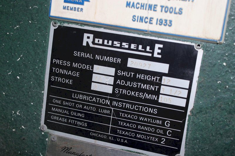 40 TON ROUSSELLE FLYWHEEL OBI PRESS: STOCK #75796