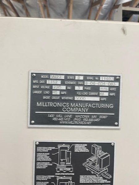 Milltronics VM-22 Vertical Machining Center 2011 with 15000 RPM Spindle
Remote Handjog,  Sidemount ATC, Chip Auger, and Coolant Tank