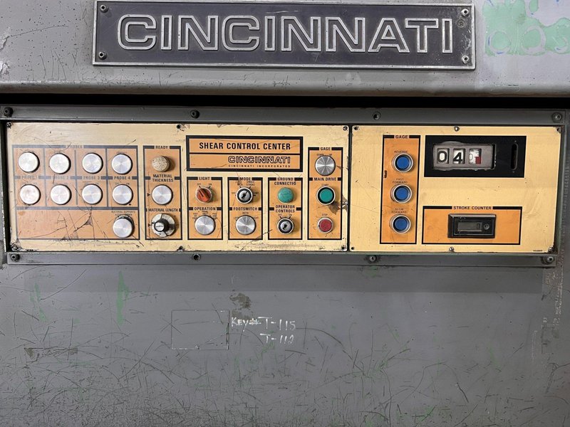 6' X 10 GAUGE CINCINNATI MODEL #135 HYDRAULIC POWER SHEAR WITH BACK GAUGE: STOCK #20791